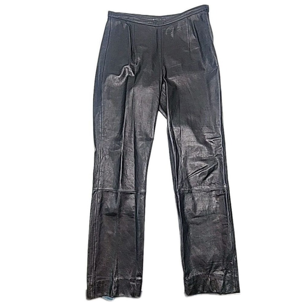 Wilsons Leather Pants Pelle Studio Black Size 8 Women's Side Zip 31" Inseam Flat